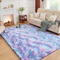 Andency Soft Area Rugs for Living Room Bedroom, 3x5 Non-Slip Fluffy Shag Carpet, Indoor Floor Fuzzy Shaggy Living Room Plush Rug for Kids Dorm Nursery Home Decor Aesthetic, Tie-Dyed Unicorn Rainbow