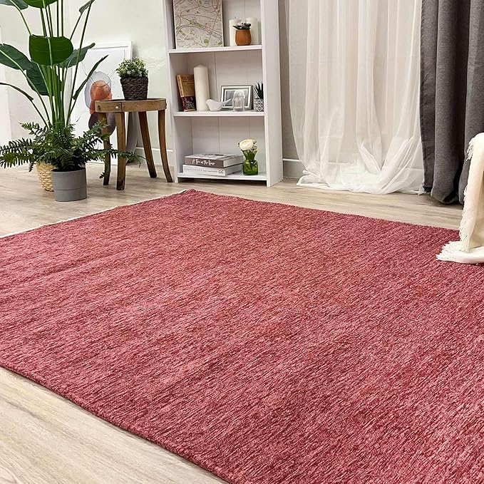 Alfa Rich 3x10 Dark Pink Washable Area Rugs for Living Room Hallway Kitchen Girls Cotton Runner