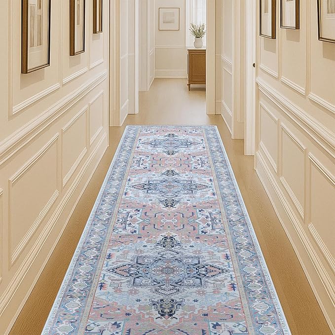 Washable Area Rug. Modern Farmhouse. Vintage. Turkish. Bohemian. Distressed. Oriental. Traditional. Rugs for Living Room. Dining. Bedroom. Office. Entryway. Foyer. (861NT, 2'5" x 6'5")