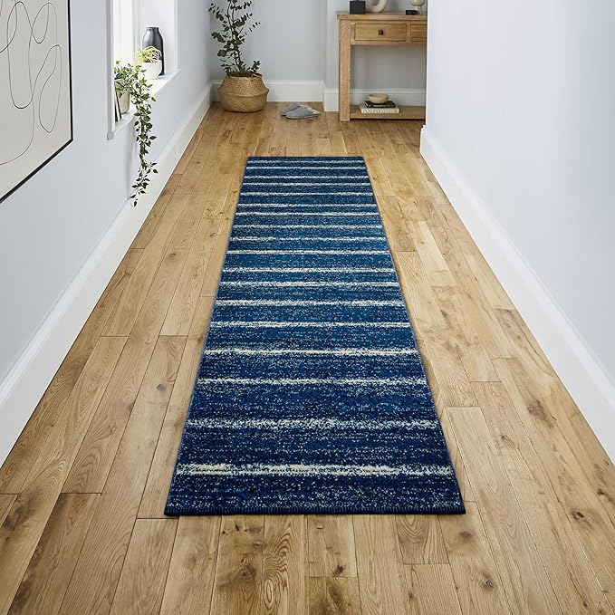 JONATHAN Y Williamsburg Minimalist Stripe Navy/Cream Runner Rug, 2x8, Contemporary, Modern, Easy-Cleaning for Living Room, Bedroom, Kitchen, Pet Friendly, Non-Shedding (MOH201C-28)