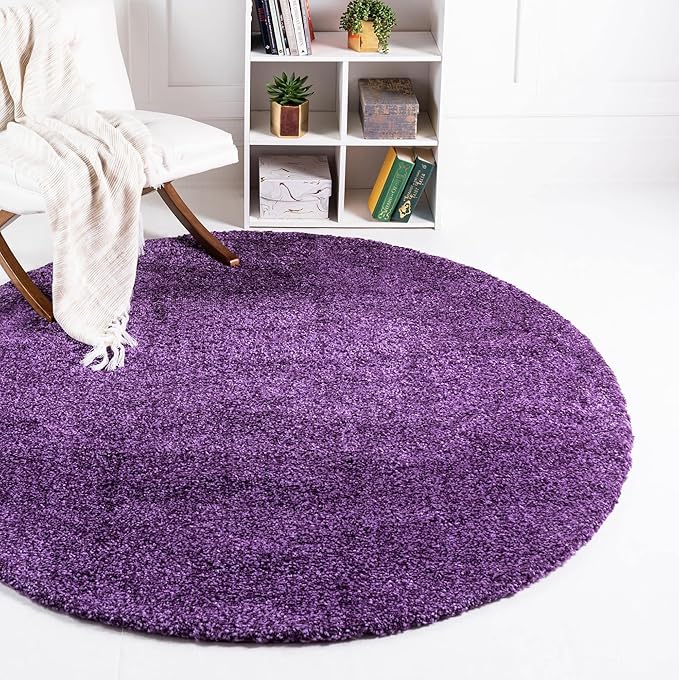 Unique Loom Solo Collection Area Rug - Calabasas (7' 10" Round, Violet)