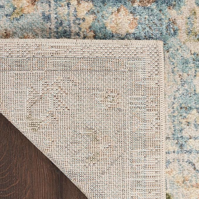 Nourison Home Astra Machine Washable Beige Blue 2'2" x 8' Area Rug - Easy Clean, Non Shedding, Bed Room, Living Room, Dining Room, Kitchen (8' Runner)