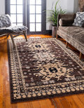Unique Loom Taftan Collection Border Geometric Tribal Inspired Design Area Rug (6' 0 x 9' 0 Rectangular, Brown/ Tan)