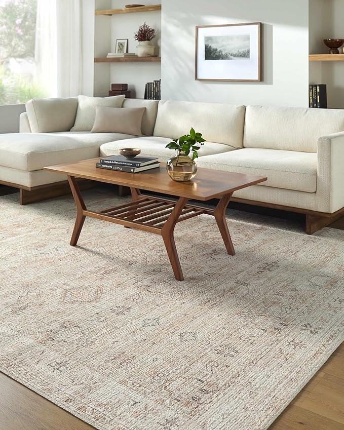 Hauteloom Nakia Living Room, Bedroom Area Rug - Traditional - Beige, Taupe, Ivory - 9'11" x 14'