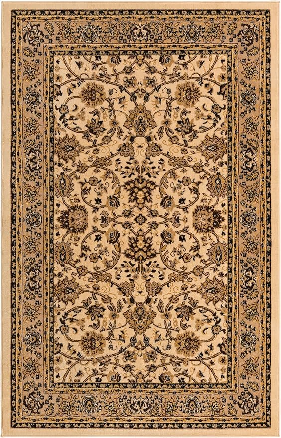 Rugs.com Yasmin Collection Rug – 5' x 8' Ivory Medium Rug Perfect for Bedrooms, Dining Rooms, Living Rooms