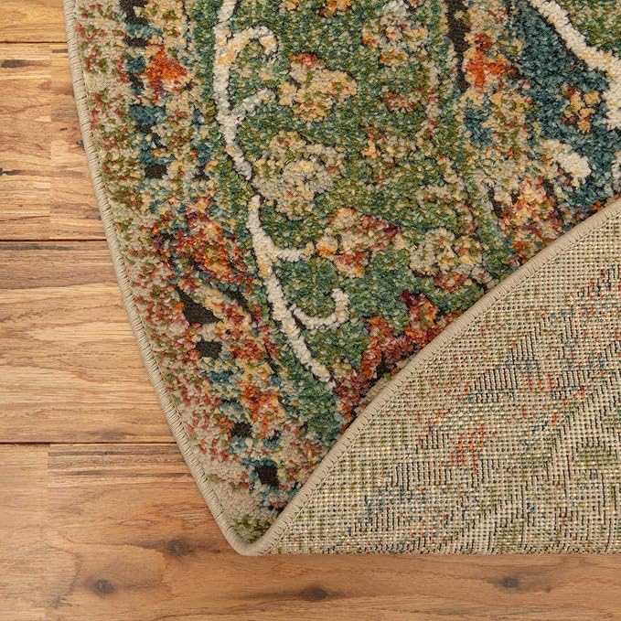 Unique Loom Isabella Collection Area Rug - Rossellini (5' 1" Round, Green/ Blue)