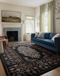 Loloi Rifle Paper Co. Laurel Collection LAU-02 Black 5'-3" x 7'-8" Area Rug