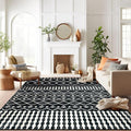 Rugshop Boho Black and White Tribal Area Rug – Geometric Diamond and Stripe Pattern Carpet for Living Room, Bedroom, or Entryway – Soft Modern Bohemian Floor Décor 7' 10" x 10' Black