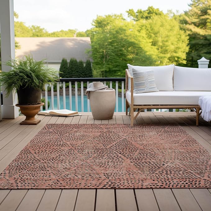 Addison Rugs Chantille ACN591 Salmon 5' x 7'6" Indoor Outdoor Area Rug, Easy Clean, Machine Washable, Non Shedding, Bedroom, Living Room, Dining Room, Kitchen, Patio Rug