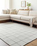 Mark&Day Wool Rugs, 2x3 Ishaq Cottage Off-White Area Rug, White Silver Carpet for Living Room, Bedroom or Kitchen (2' x 3')