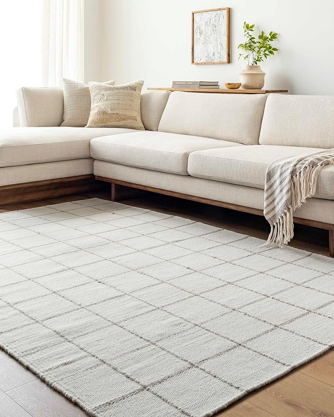 Mark&Day Wool Rugs, 2x8 Ishaq Cottage Off-White Runner Area Rug, White Silver Carpet for Hallway, Kitchen, Bedroom or Living Room (2'6" x 8' Runner)