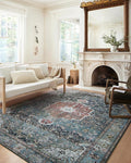 Loloi Margot Collection MAT-05 Ocean/Brick 3'-6" x 5'-6" Accent Rug feat. CloudPile, No-Shed Easy Clean Large Patterned Area Rug for Living Room, Bedroom, Dining Area
