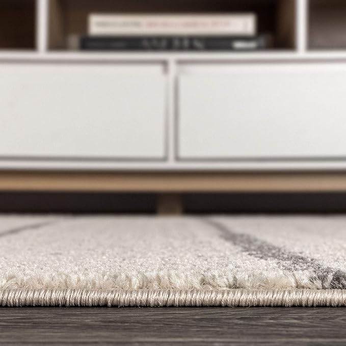 JONATHAN Y Williamsburg Minimalist Stripe Cream/Gray Indoor Area Rug, 8x10, Contemporary, Modern, Easy-Cleaning for Living Room, Bedroom, Kitchen, Pet Friendly, Non-Shedding (MOH201A-8)
