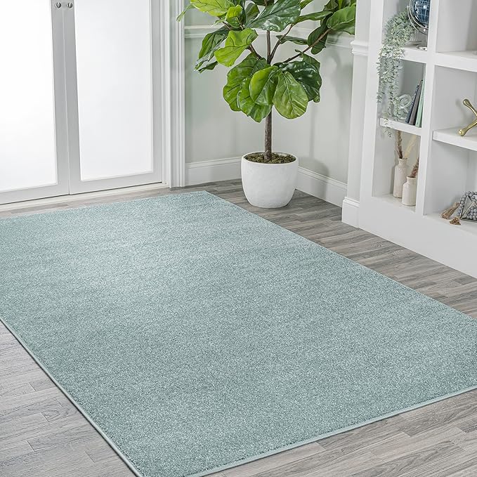 JONATHAN Y Haze Solid Low-Pile Aqua Blue Indoor Area Rug 3x5, Coastal,Bohemian,Minimalist,Classic, Easy-Cleaning for Living Room,Bedroom,Kitchen,Pet Friendly,Non-Shedding (SEU100S-3)