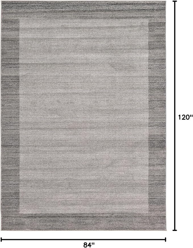 Rugs.com Angelica Collection Rug – 7' x 10' Light Gray Medium Rug Perfect for Bedrooms, Dining Rooms, Living Rooms