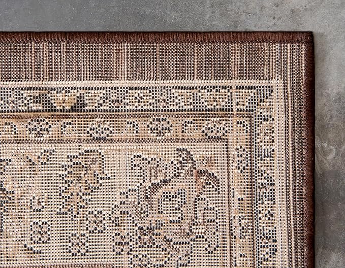 Unique Loom Sialk Hill Collection Area Rug - Washington (7' 10" Square Brown/Black)