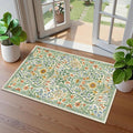 Floral 2x3 Entryway Rug,Washable Front Door Mat Indoor Non Slip Low Pile Small Carpet, Soft Grass Green Boho Botanical Throw Rug for Bathroom Bedroom Kitchen Laundry Indoor Entrance