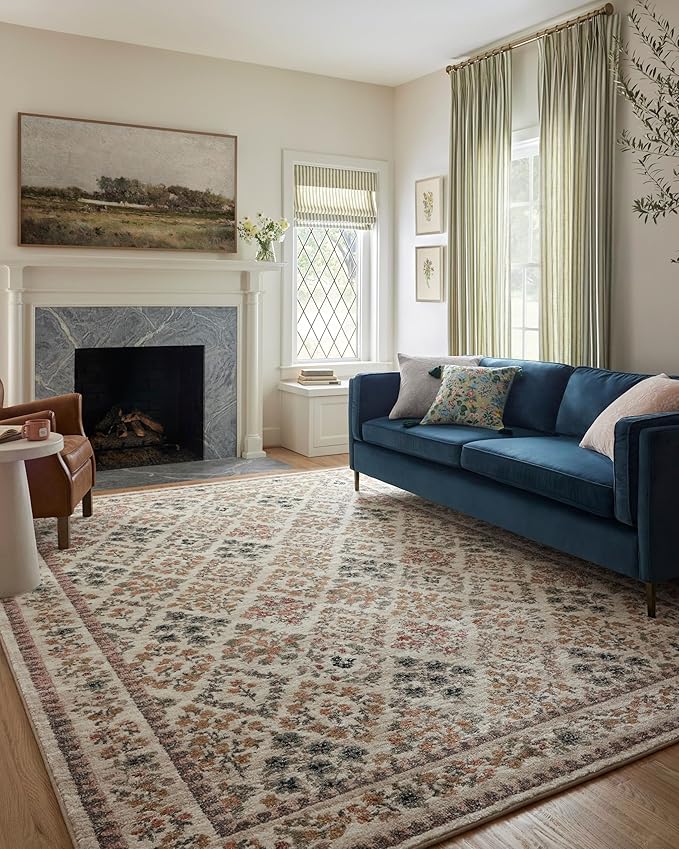 Loloi Rifle Paper Co. Laurel Collection LAU-04 Cream/Multi 5'-3" x 7'-8" Area Rug