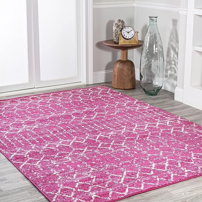 JONATHAN Y Boho Vintage Diamond Fuchsia/Ivory Indoor Area Rug 8X10 ft, Moroccan Hype for Living Room, Bedroom, Kitchen, Office, Easy-Cleaning, High Traffic, Pet-Friendly, Non-Shedding (MOH101G-8)