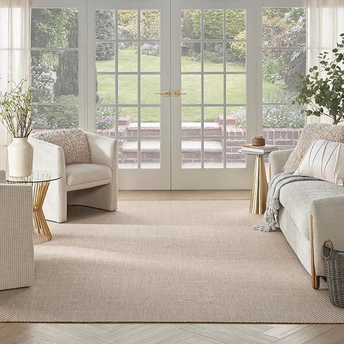 Nourison Home Courtyard Jute Ivory 9' x 12' Area Rug - Easy Clean, Non Shedding, Bed Room, Living Room, Dining Room, Kitchen (9' x 12')