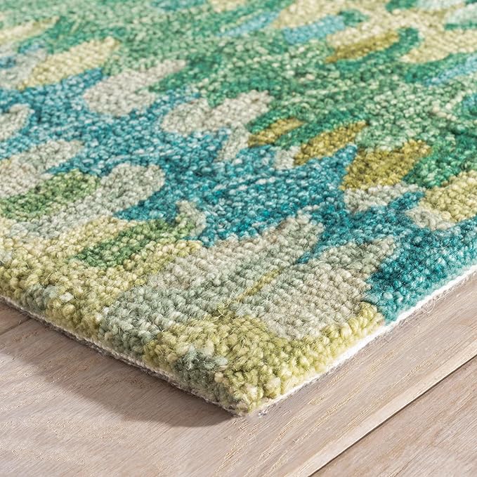 Dash and Albert Paint Chip Wool Area Rug - 3' x 5' Moss Graphic Hand Micro Hooked Accent Rug - Durable, High Traffic Areas Hallway, Living Room, Stairs