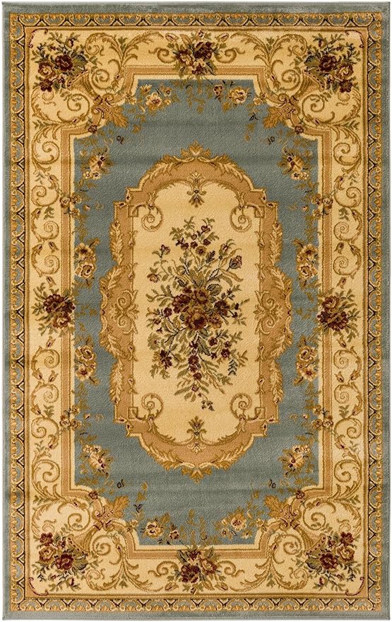Rugs.com Chateau Collection Rug – 5' x 8' Light Blue Medium Rug Perfect for Bedrooms, Dining Rooms, Living Rooms