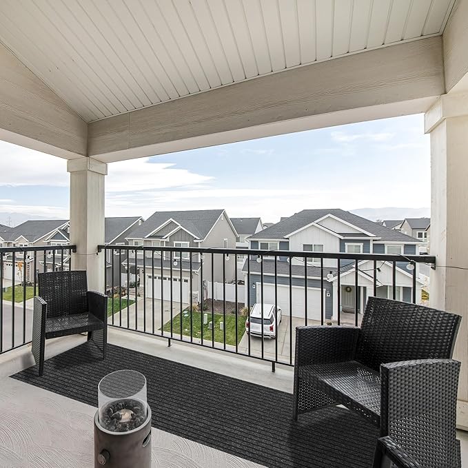 Ottomanson 2'7" x 51' Hallway Runner with Scraper Pile - Extra Durable Non-Slip Rug Mat for Indoor & Outdoor Use - Ideal for Kitchen, Entryway & Garage - High-Traffic Carpet, Black