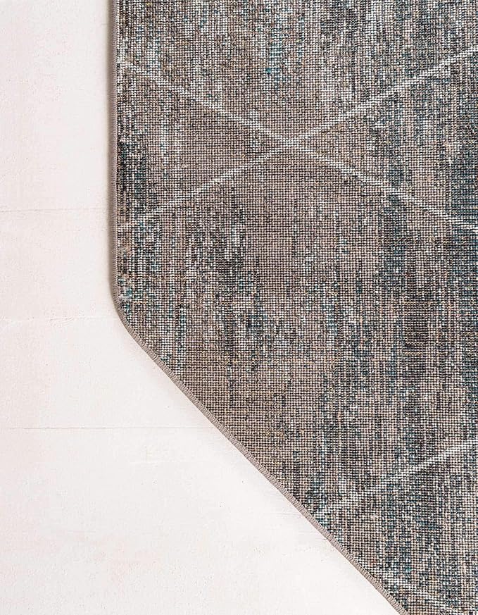 Unique Loom Trellis Frieze Collection Area Rug - Geometric (7' 10" Octagon, Blue Multi/ Ivory)