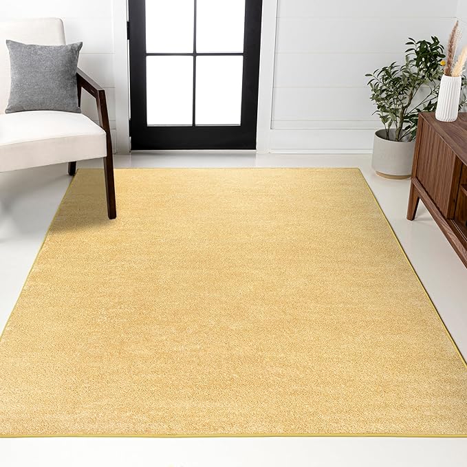 JONATHAN Y Haze Solid Low-Pile Mustard Indoor Area Rug 12x15, Coastal,Bohemian,Minimalist,Classic, Easy-Cleaning for Living Room,Bedroom,Kitchen,Pet Friendly,Non-Shedding (SEU100B-15)