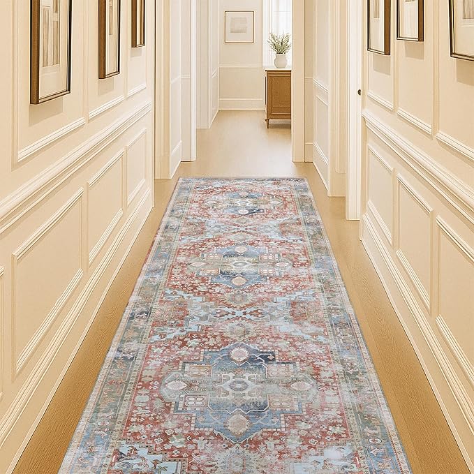 Washable Area Rug. Modern Farmhouse. Vintage. Turkish. Bohemian. Distressed. Oriental. Traditional. Rugs for Living Room. Dining. Bedroom. Office. Entryway. Foyer. (858RM, 2'5" x 6'5")