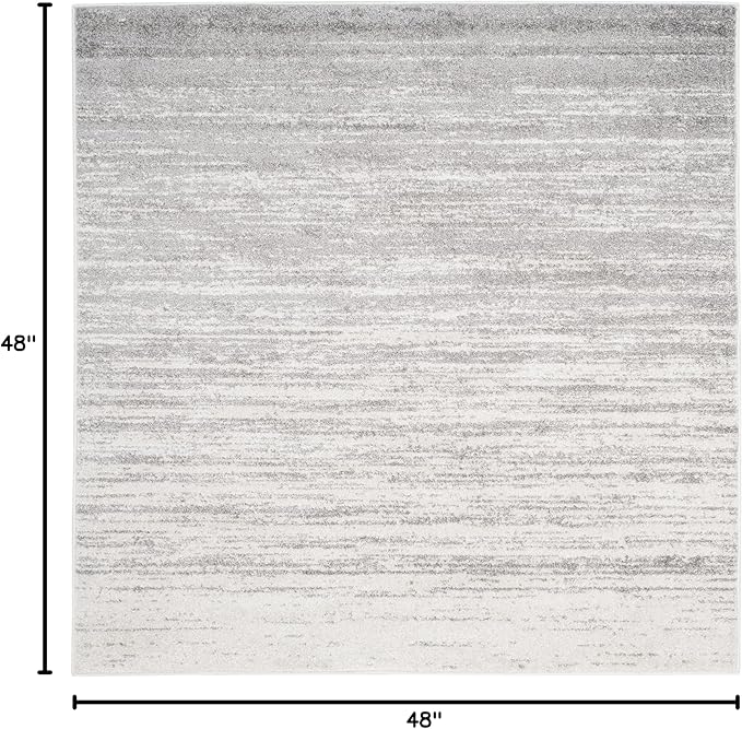 SAFAVIEH Adirondack Collection Area Rug - 4' Square, Ivory & Silver, Modern Ombre Design, Non Shedding & Easy to Clean, Ideal for Living Room, Bedroom, Office, Dining Space (ADR113B)