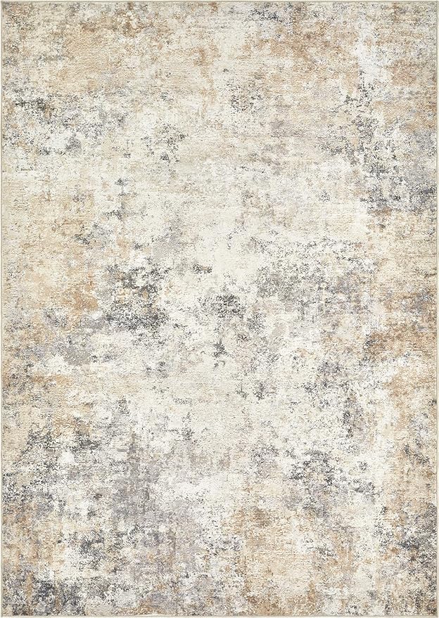 3x5 Area Rug Living Room Rugs - Washable Neutral Modern Abstract Soft Thin Rug Indoor Floor No Slip Rug Carpet for Bedroom Under Dining Table Home Office Decor - Golden Grey