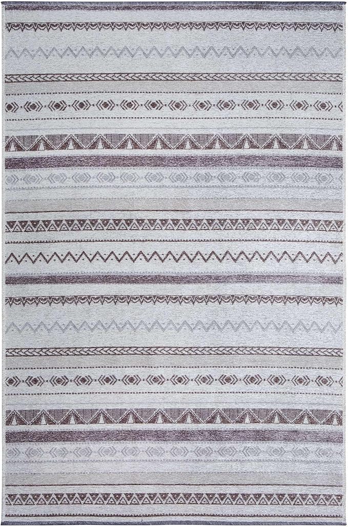 Alfa Rich 3x10 Gray Off White Washable Area Rugs for Living Room Hallway Kitchen Decor Cotton Runner