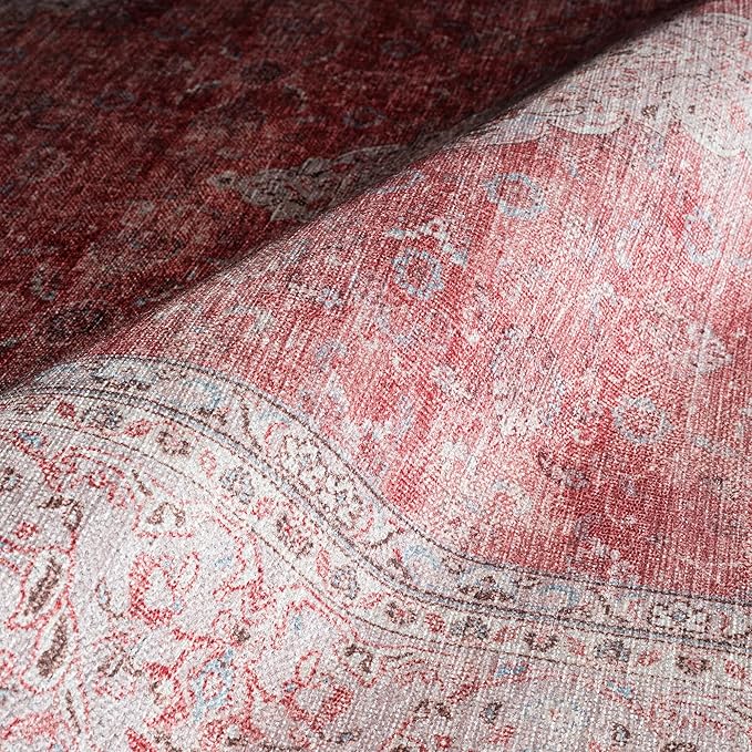 Fame Rugs Turkish Rug. Washable Vintage Oriental Antique Inspired Traditional Doormat Small Modern Area Rugs Luxury Entryway Entry Bedroom Bathroom Kitchen (410CP, 4'9 x 6'9)