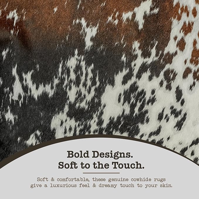 Genuine Cowhide Rug - Natural Leather Hide Rugs for Living Room & Area Rug for Bedroom - Real Cowhides Rug for Rustic Home Decor - Multicolor Speckled Cowhide Rugs, 6x6-7ft