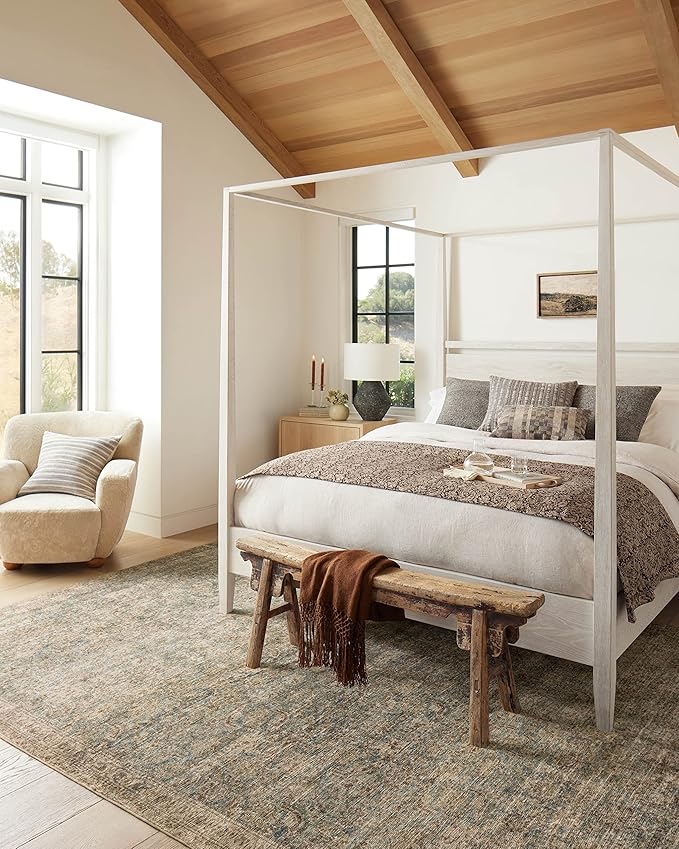 Loloi Amber Lewis Morgan Collection MOG-04 Sea/Sage 5'-0" x 7'-0" 38" Thick Area Rug feat. CloudPile, Neutral, Room Décor, Vintage Inspired, Livingroom, Bedroom, Dining Area