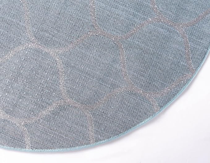 Rugs.com Lattice Frieze Collection Rug – 8' Round Light Blue Medium Rug Perfect for Kitchens, Dining Rooms