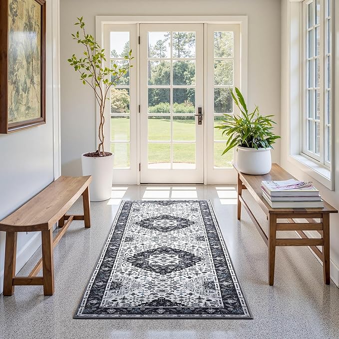 2x6 Area Rug,Boho Vintage Oriental Washable Rugs,Collapsible Area Rug for Bedroom, Entryway, Kitchen, Bathroom