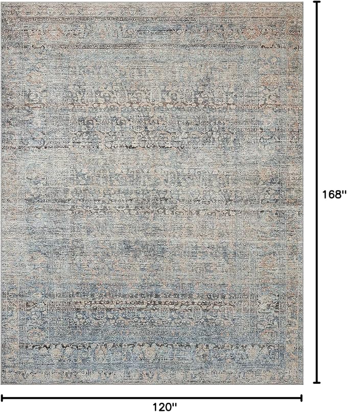 Loloi Amber Lewis Billie Collection BIL-05 Denim/Blush 10'-0" x 14'-0", 0.19" Thick Area Rug
