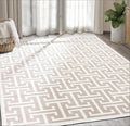 Abani Contemporary 3D Beige & White Modern Greek Key Pattern Area Rug - Geometric Meander 6' x 9' Arto Collection Neutral Rug Rugs