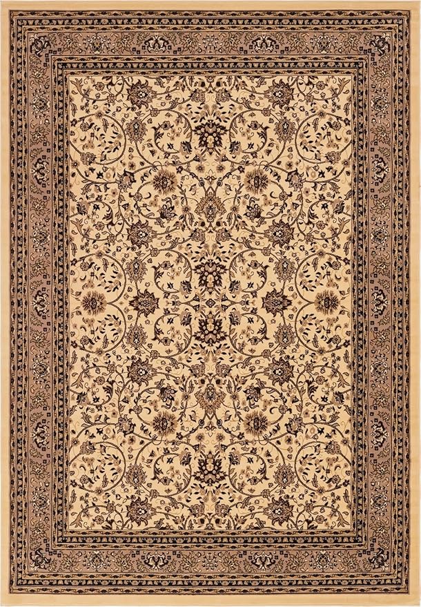 Unique Loom Sialk Hill Collection Area Rug - Washington (10' x 14' Rectangle Ivory/Black)