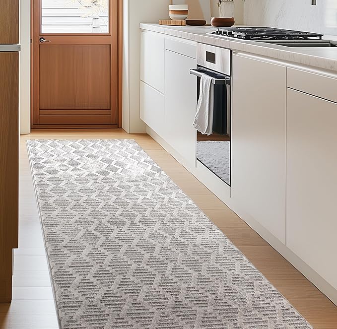 Well Woven Custom Size Hallway & Stair Runner- Harlow Babylon Taupe 31 Inches Wide x 14 Feet Long Runner (31" x 14') Runner Rug - Moroccan Diamond Pattern, Ultra-Soft, Easy-Clean