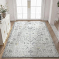 jinchan Kalen Area Rug 3x5 Washable Entryway Rug Soft Door Mat Vintage Indoor Entrance Thin Retro Distressed Carpet Grey Floral Country Boho Non Slip Doormat Bathroom Kitchen Bedroom