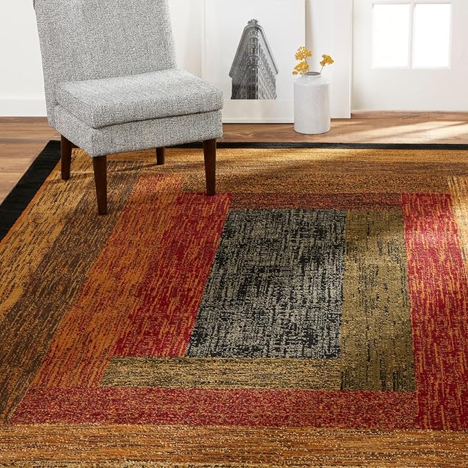 Home Dynamix Royalty Vega Contemporary Geometric Area Rug, Black/Brown, 31.5"x47"