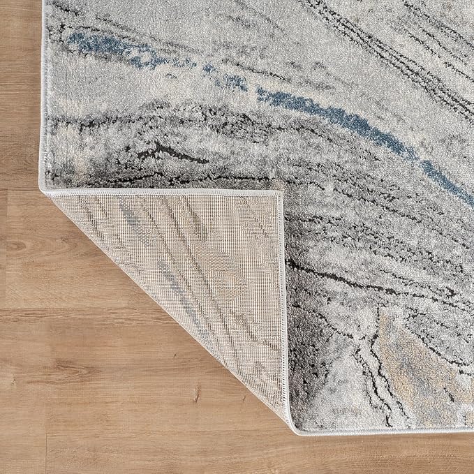Rugshop Marble Swirl Distressed Gray Area Rug Modern Indoor Rug for Living Room, Bedroom, or Dining 2' 3" x 8' Runner Ideal for Hallway, Kitchen, Entryway, or Behind The Sofa