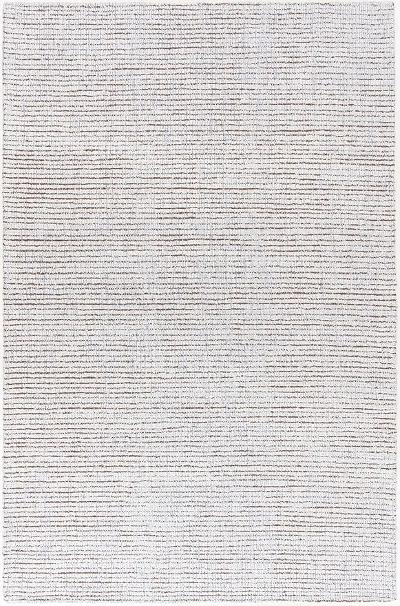 Hand-Tufted 100% Wool Pile Area Rug – Geometric Textured Grid Check Pattern – Thick and Durable Floor Carpet for Bedroom, Living Room, Kids Room, and Dining Area (Light Brown, 7' Round)