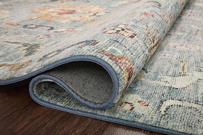 Loloi Margot Collection MAT-06 Denim/Multi 2'-6" x 7'-6" Runner Rug feat. CloudPile, No-Shed Easy Clean Large Patterned Area Rug for Living Room, Bedroom, Dining Area