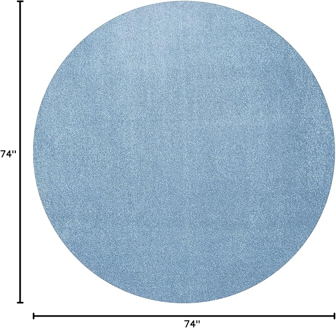 Eyely UES100F-6R Supersoft Haze Solid Low-Pile Indoor Area Rug, Coastal, Bohemian, Minimalist, Classic, Casual for Bedroom,Kitchen,Living Room,Non Shedding,Easy-Washing, Blue, 6' Round
