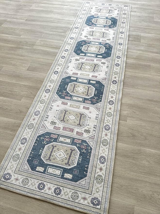 Fame Living Faded Oushak Rug, Turkish Vintage Floral Pastel Large Oversized Area Rugs for Living Room Dining Bedroom Kitchen Bathroom Nursery (848CrNv, 2'5" x 4'9")