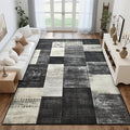 Tepook Modern Area Rug for Living Room, 6x9 Geometric Large Rugs for Bedroom, Washable Patchwork Rug Indoor Non-Slip Throw Carpets for Dining Room Office Farmhouse Home Decor, Black and White